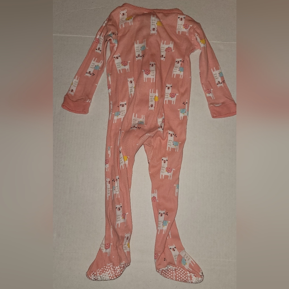 Gerber llama footed pajamas pink white gripping feet bottoms 12 months